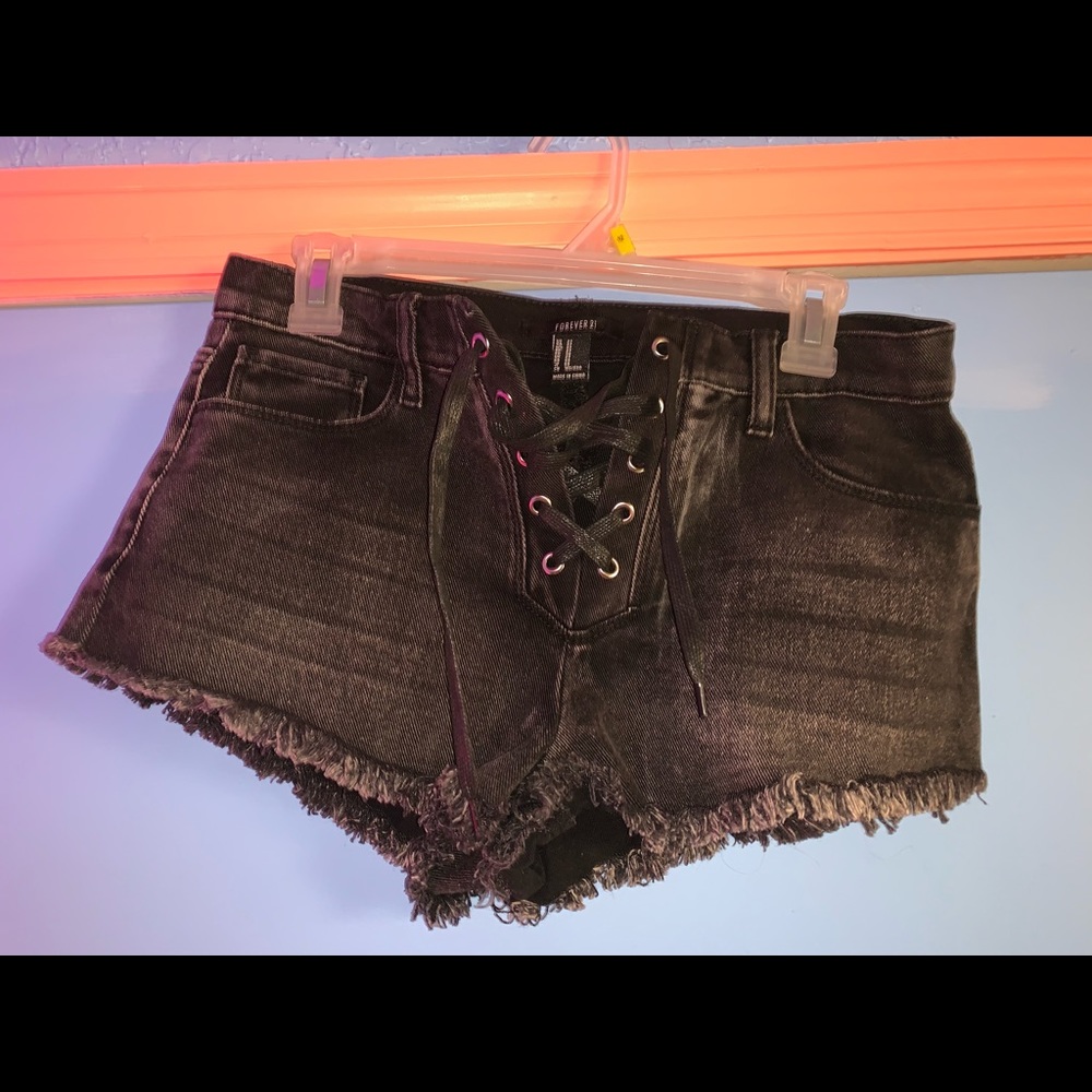 Black lace up forever 21 shorts